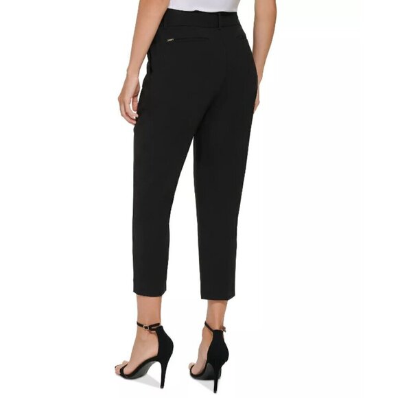 DKNY Women's Black Tab-Waist D-Ring Ankle Dress Pants NWT - Picture 2 of 6